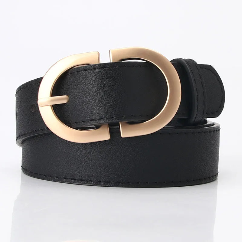 Ceinture en simili cuir avec boucle ovale dorée – plusieurs coloris disponibles