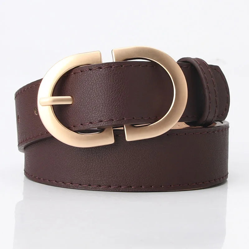 Ceinture en simili cuir avec boucle ovale dorée – plusieurs coloris disponibles