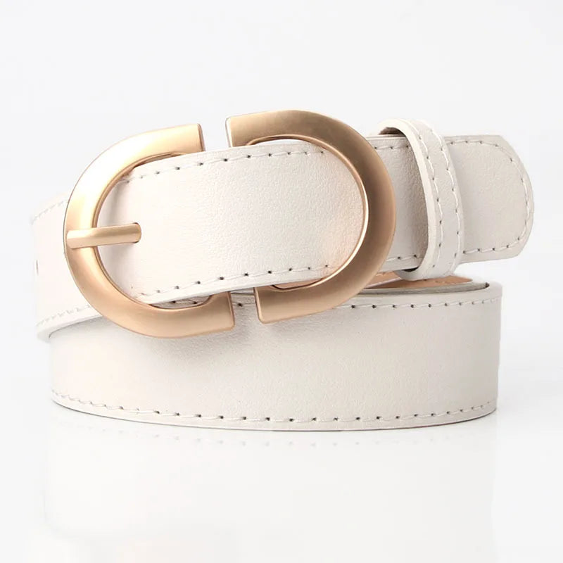 Ceinture en simili cuir avec boucle ovale dorée – plusieurs coloris disponibles