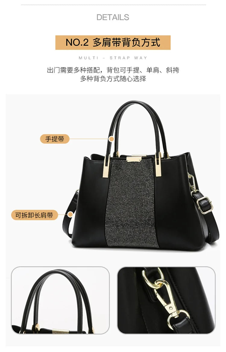Sac à main noir élégant avec détails strass