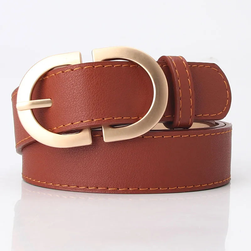 Ceinture en simili cuir avec boucle ovale dorée – plusieurs coloris disponibles