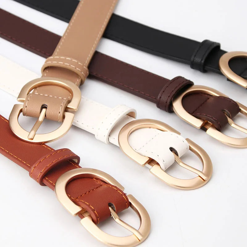 Ceinture en simili cuir avec boucle ovale dorée – plusieurs coloris disponibles