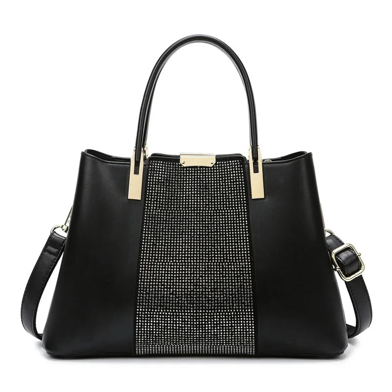Sac à main noir élégant avec détails strass